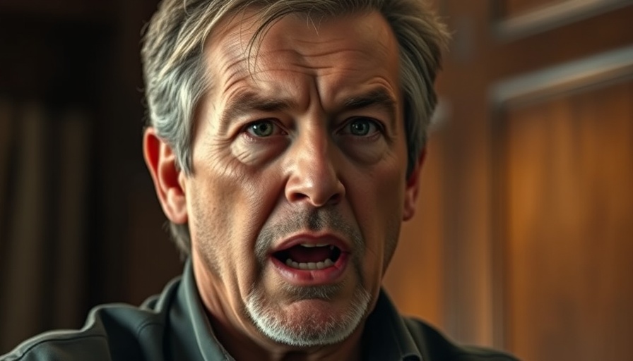 Middle-aged man speaking passionately indoors, warm lighting.