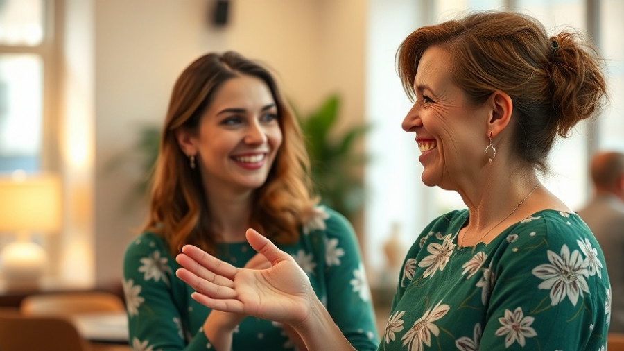 Woman explaining how to eat more fiber, smiling and gesturing.