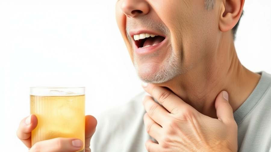 Natural remedies for sore throat relief with effervescent liquid.