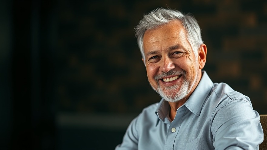 Confident older man smiling, embracing discomfort for breakthrough growth.