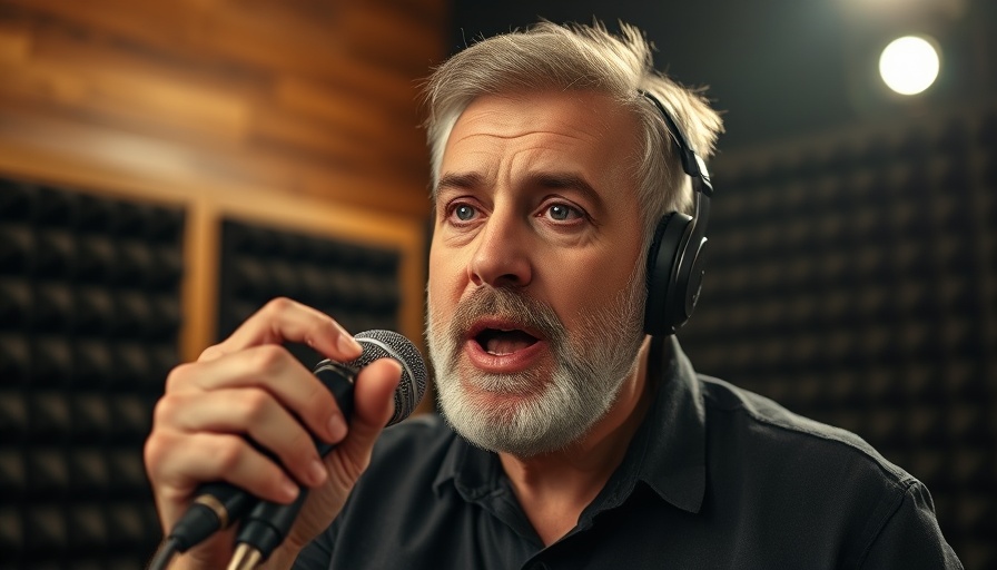 Middle-aged man discussing methylated multivitamins in a recording studio.