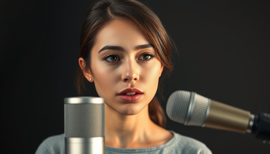 Young woman speaking into a microphone about exercise more important than diet.