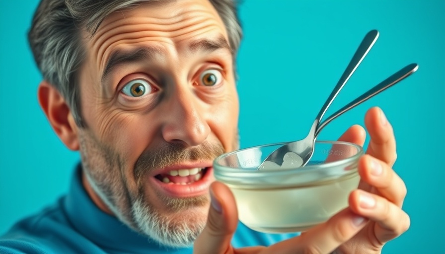 DIY anti-aging face mask with surprised man and bowl of gel. Eye close-up.