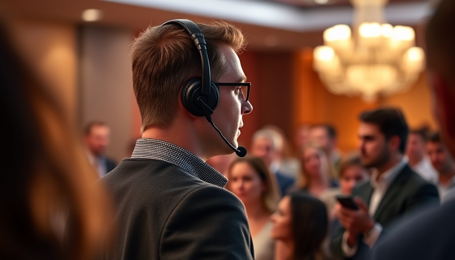 Confident speaker discussing 3 lies that hinder productivity in a conference setting.