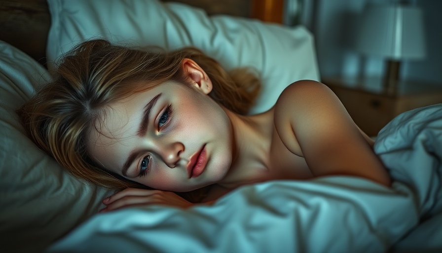 Pensive woman in bed showing stress anxiety and depression sleep effects.