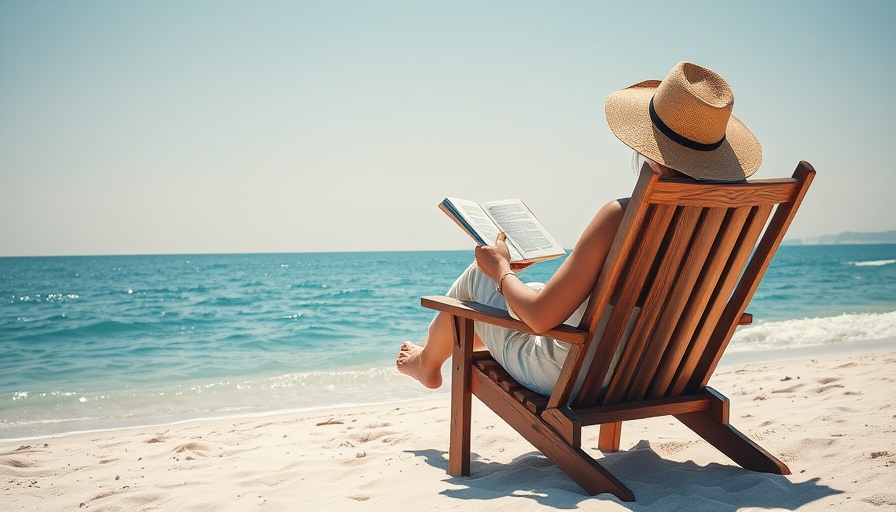 Person reading on beach chair by ocean, biggest work mistake this summer.