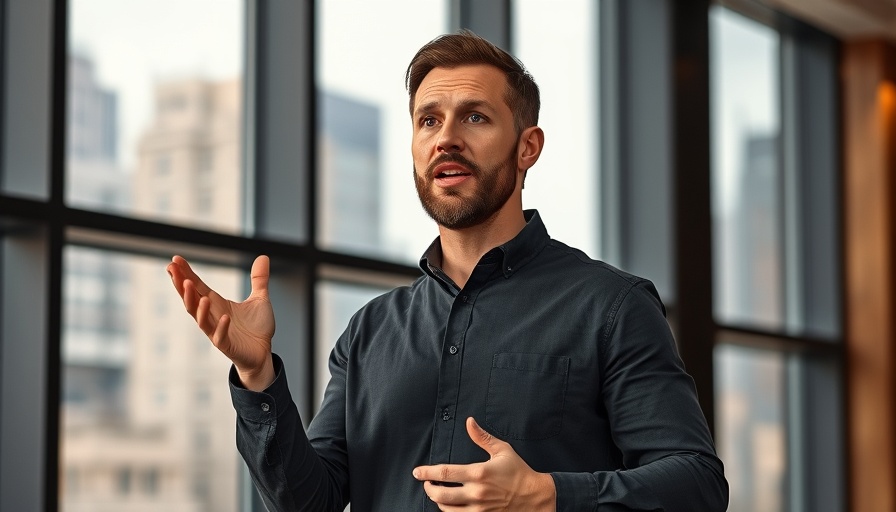 Confident man inspiring self-improvement indoors
