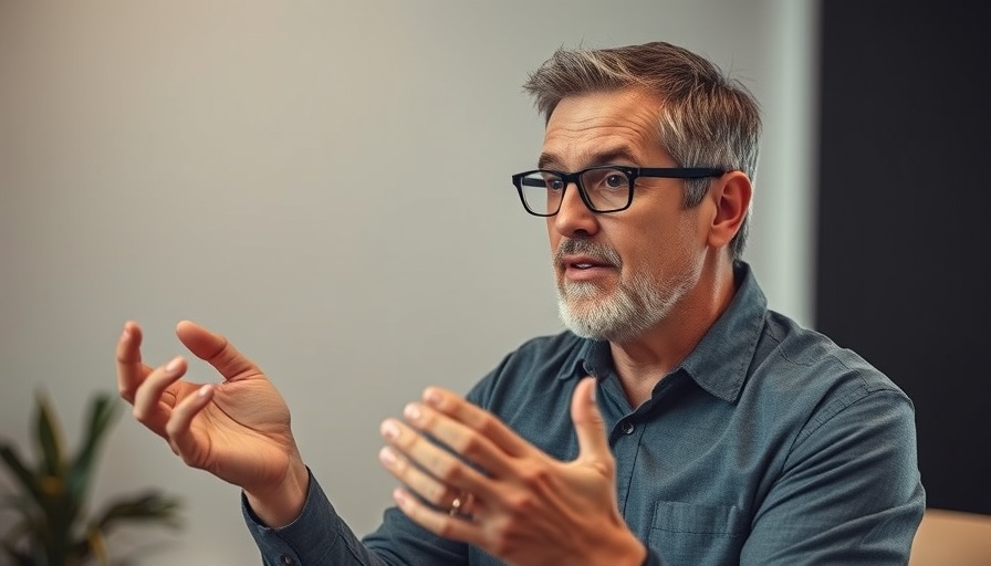 Middle-aged man explaining health benefits in a studio setting.