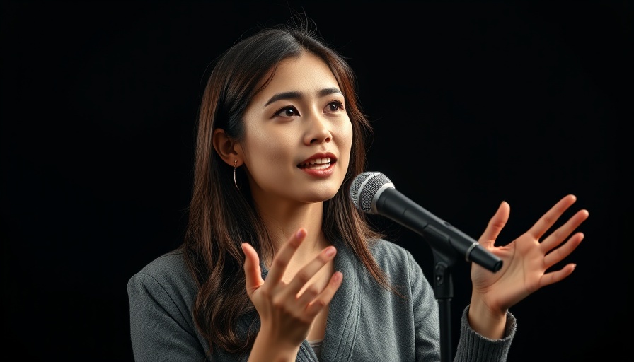 Young woman discussing creatine for productivity on a podcast.