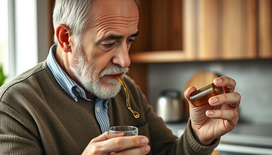 Man enjoying the aroma of olive oil discussing health benefits.