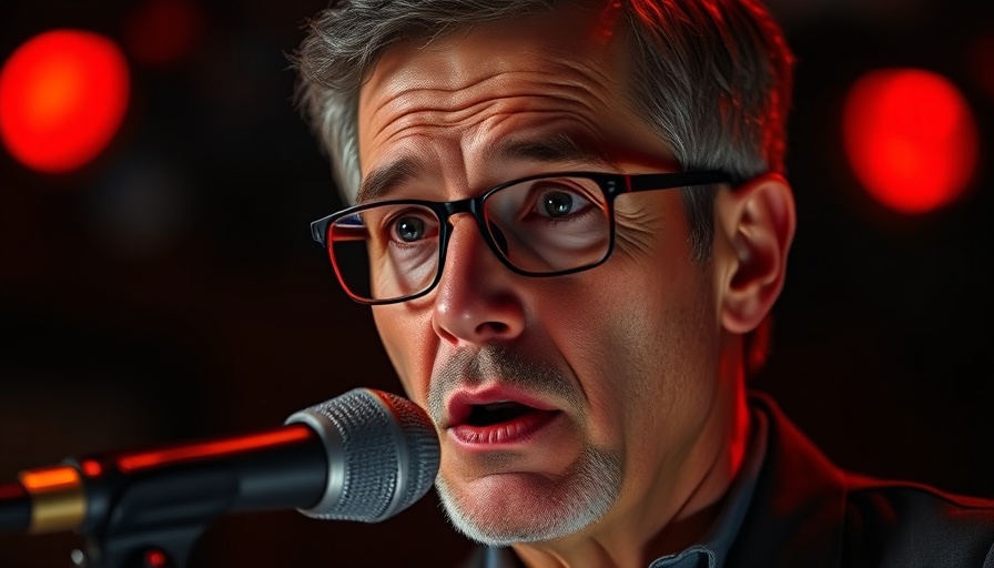 Middle-aged man speaking into a microphone, enhance your life down there discussion.