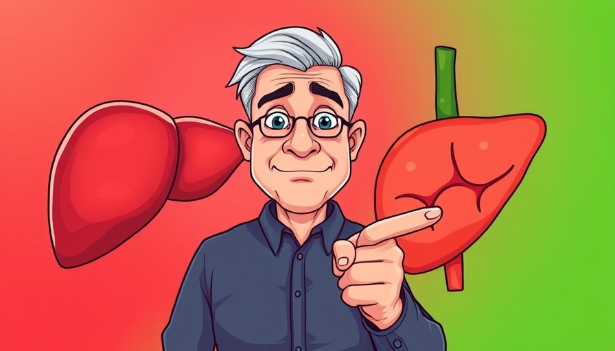 Detoxify fatty liver comparison illustration with pointing man.