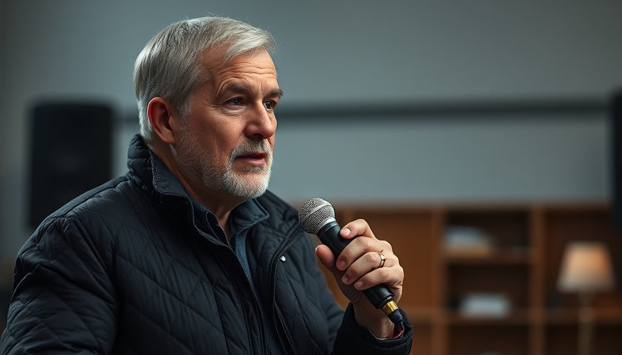 Middle-aged man sharing health insights with a microphone in a studio setting.
