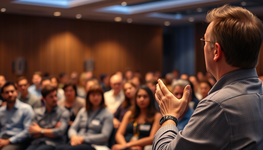 Speaker discussing RPM Formula for Stress Relief at a conference, audience engaged.