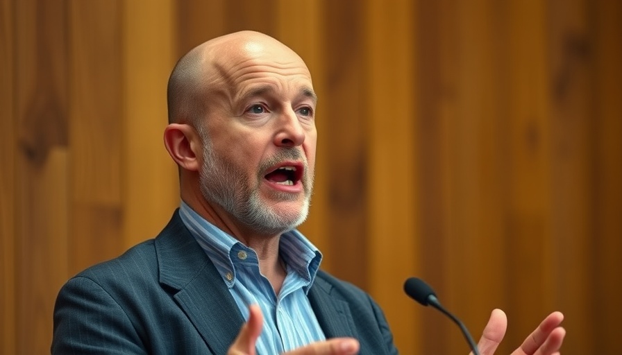 Middle-aged man discussing biomarkers of aging in a talk.
