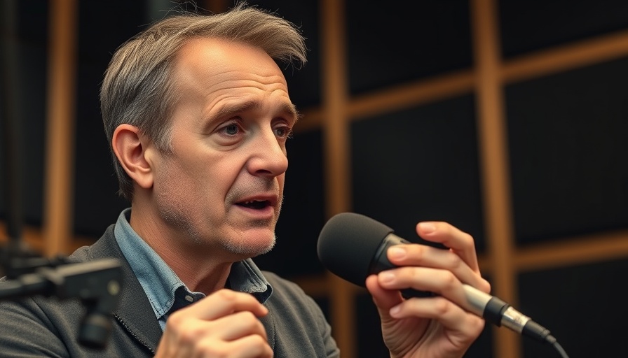 Middle-aged man speaking on the importance of quality sleep, studio setting.