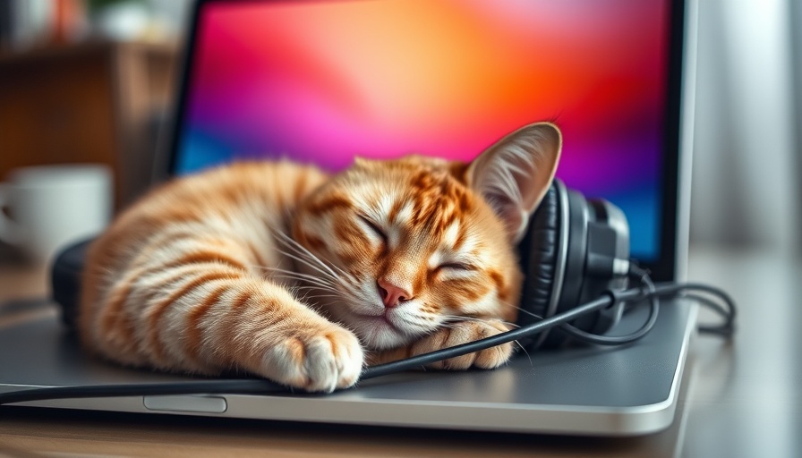 Relaxed cat asleep on headphones, symbolizing how to become less productive.