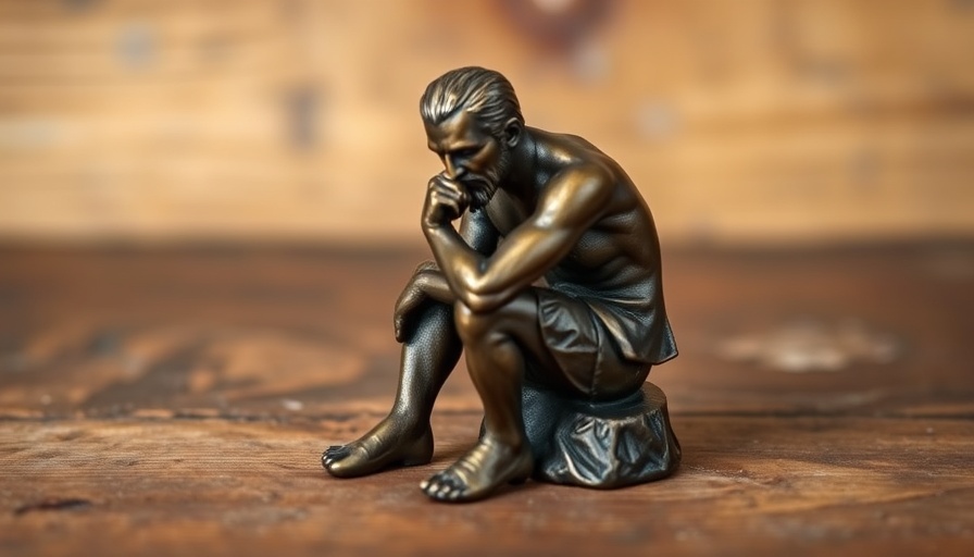 Bronze thinker statue on wood, evoking dopamine pressure.