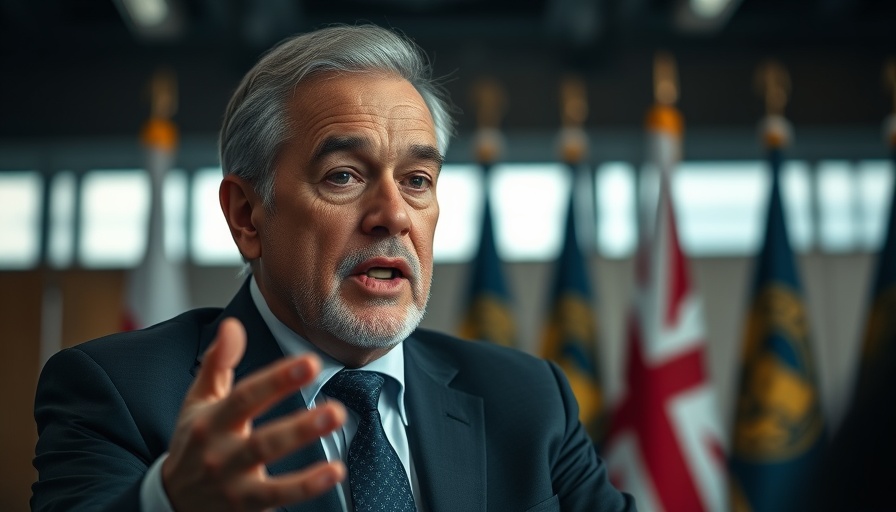 Distinguished professional man speaking in a formal setting, highlighting U.S. healthcare.
