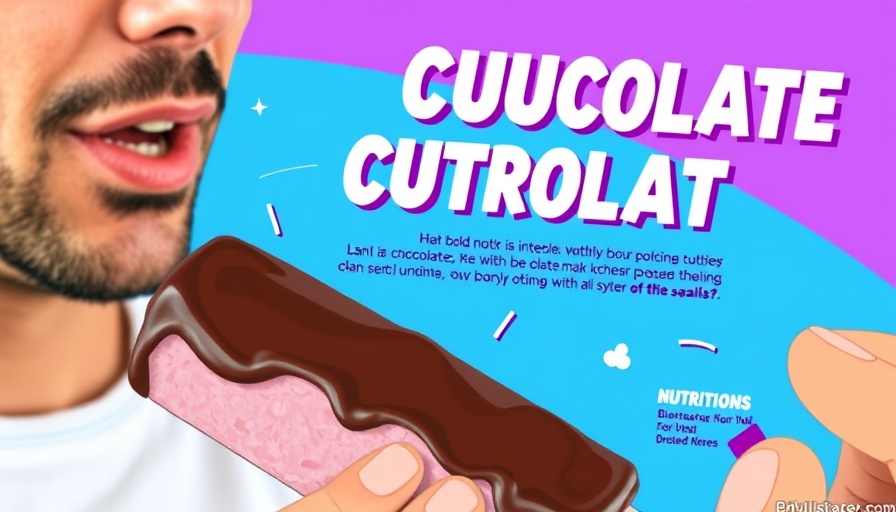 Man discussing healthy ice cream nutrition facts, illustration.