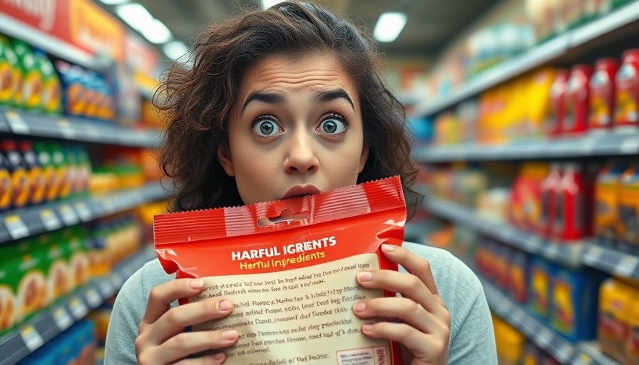 Worried man showing harmful ingredients in dog food