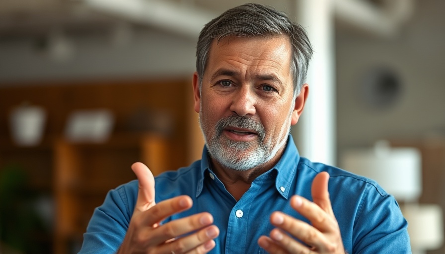 Middle-aged man discussing normal blood sugar levels in a video.