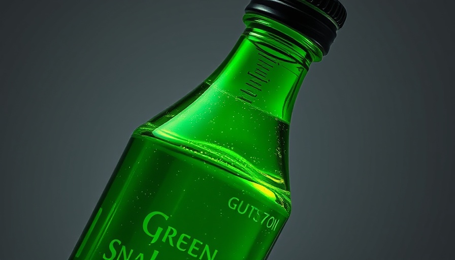 Dynamic image of green snake oil bottle highlighting anti-inflammatory benefits.