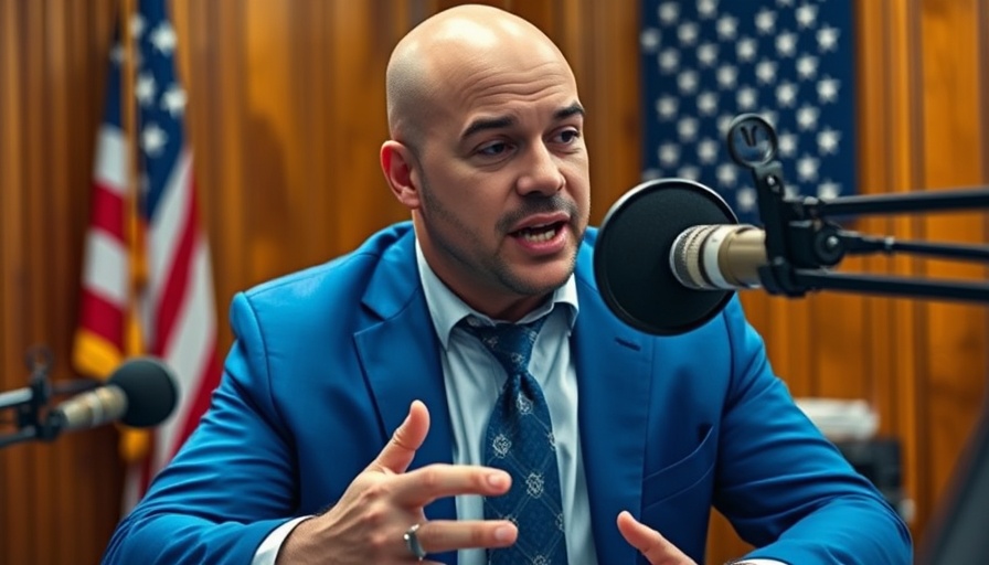Man discussing peptides in a podcast studio, addressing FDA support.