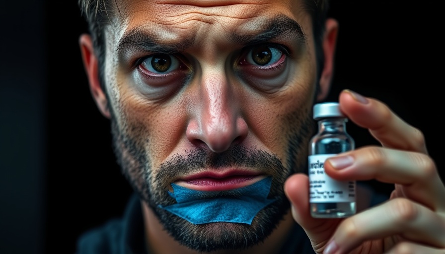 Truth about vaccines safety concept with man holding vial.