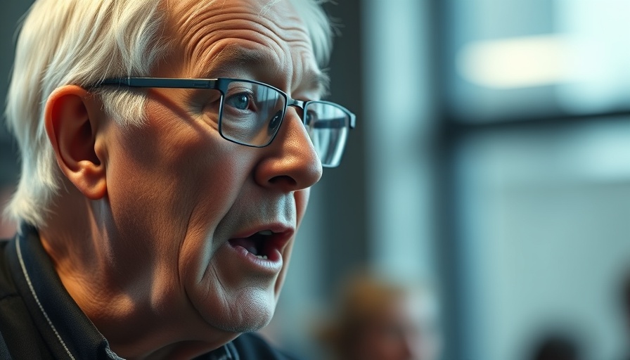 Close-up of an older man with white hair discussing gut health.
