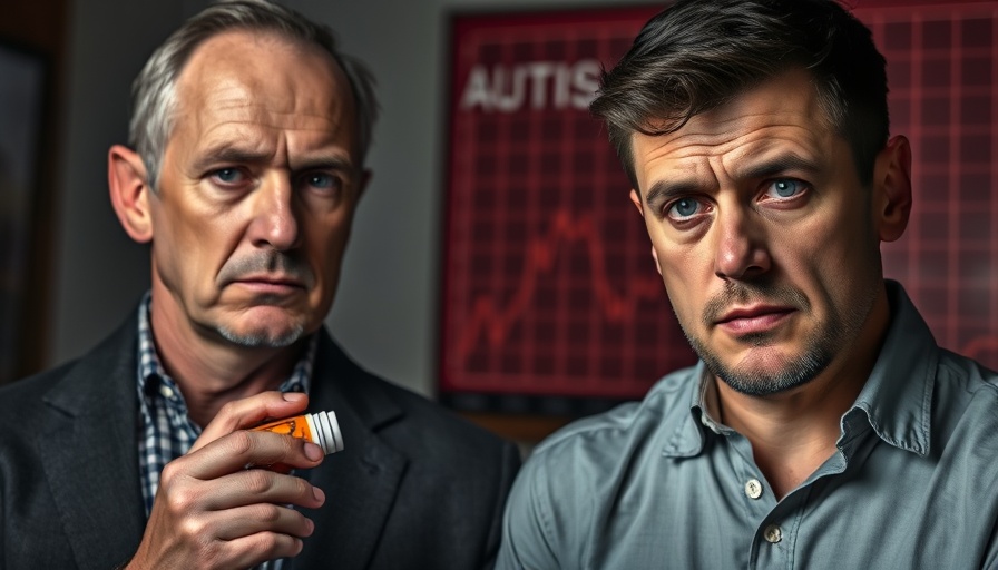 Tylenol and Autism connection concept with two serious men.