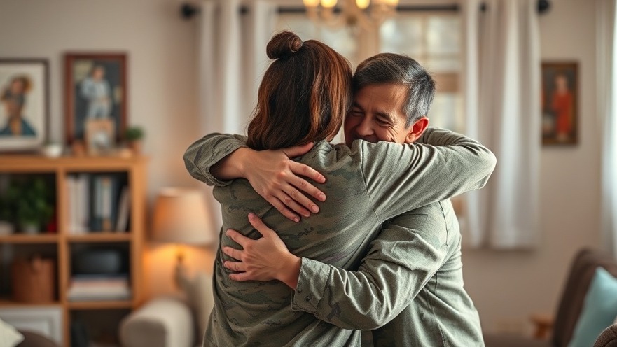 Emotional reunion of a military family, showcasing the joys and challenges of military parenting.