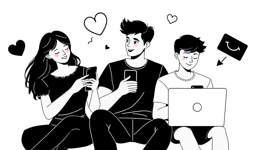 Gen Z dating trends in a modern illustration with devices.