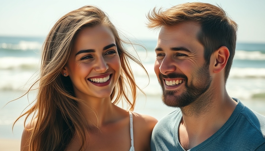 Smiling couple enjoying a moment on beach; cute things to say to your crush.