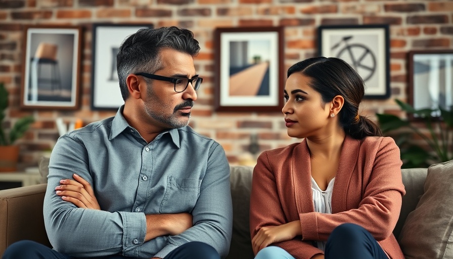 Couple having a serious discussion in a cozy living room, highlighting communication challenges.