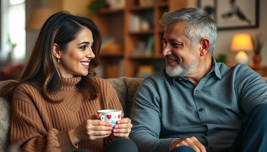 Couple demonstrating effective communication in a relationship in a cozy living room.