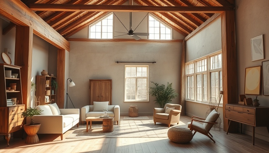 Warm minimalist studio with rustic elements in Madrid renovation.