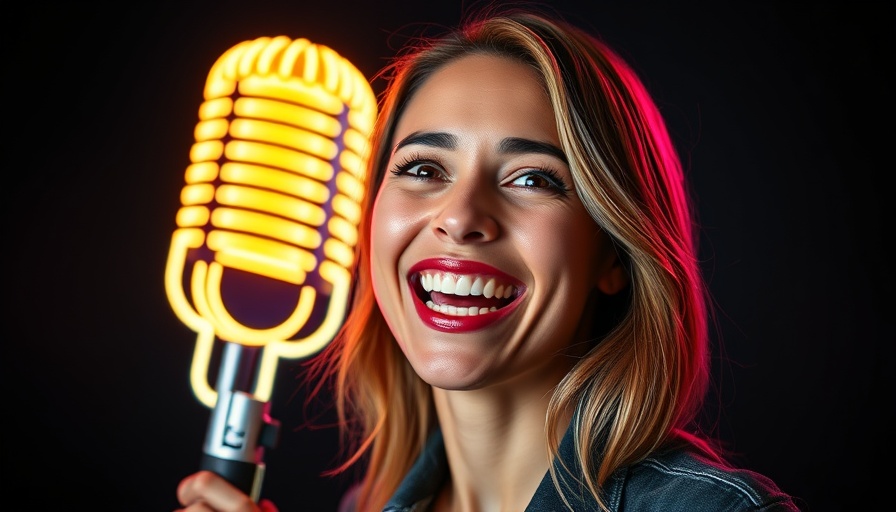 Oklahoma real estate podcast with glowing neon microphone.