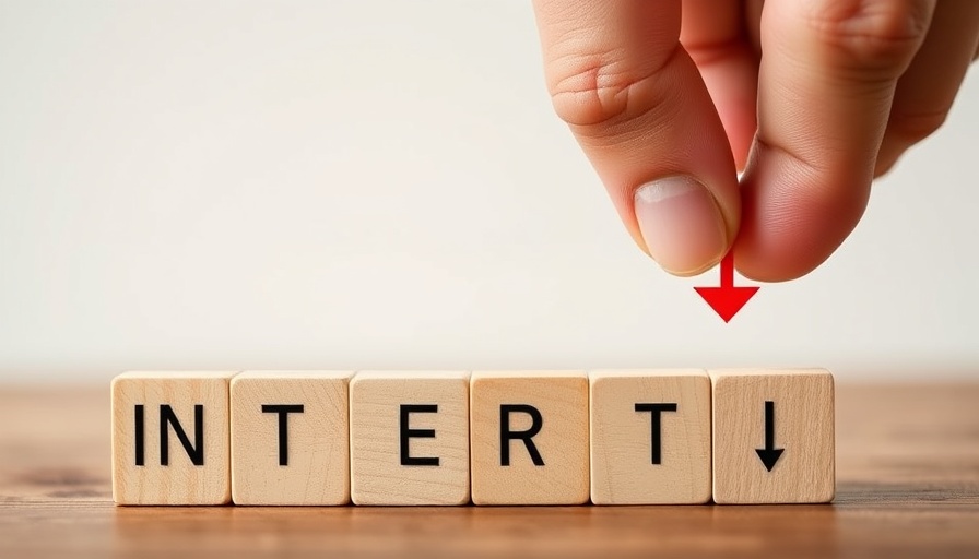 Hand adjusting blocks with interest rate symbols, highlighting buy down benefits.