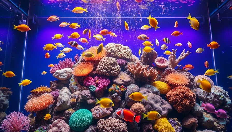 Vibrant saltwater aquarium setup with coral and tropical fish.