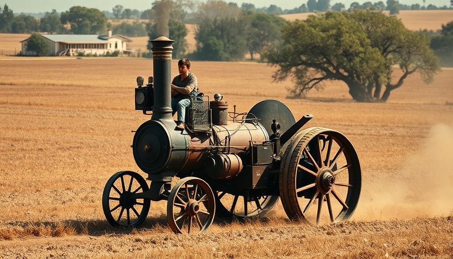 100-year-old steam tractor in action at a field event.