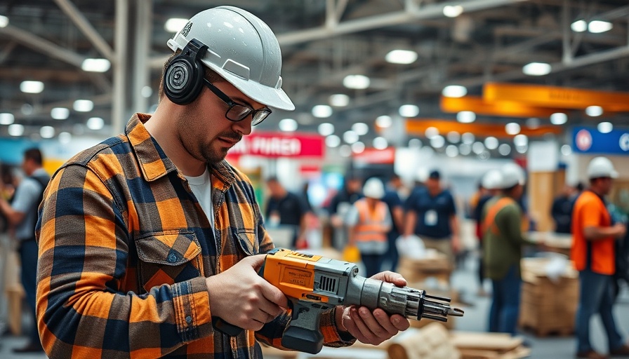 Professional using tools at Hardscape North America 2025 registration expo.