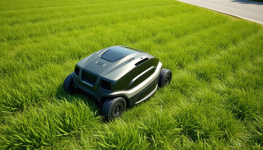 Exmark autonomous commercial mower cutting grass on a sunny day.