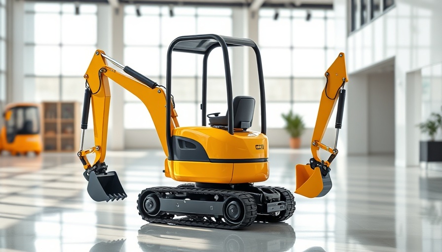 Electric mini excavator for home renovation, sleek design.
