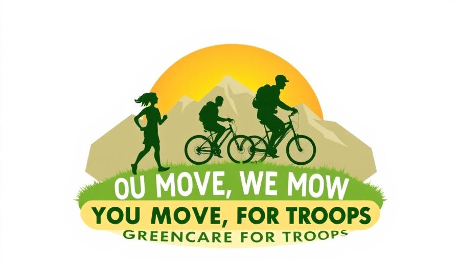 You Move We Mow Challenge logo with runner, cyclist, hiker.