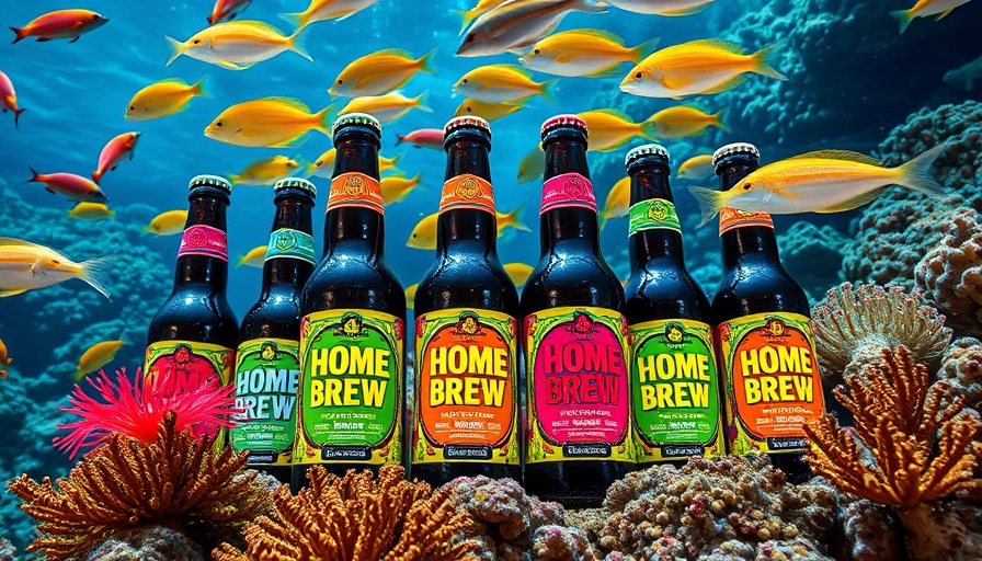 Home Brew Live Feeds bottles in an underwater scene with vibrant packaging.