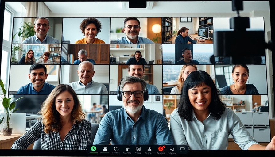 Virtual meeting showcasing diverse group in video call.