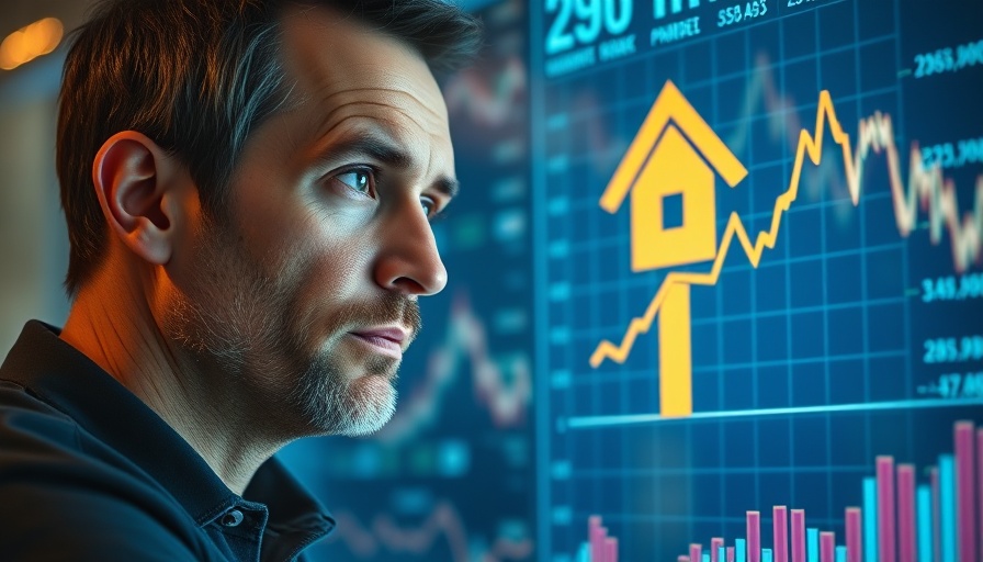 Contemplative man analyzing 2025 housing market price declines graph.