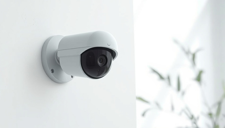 Modern security camera strategically placed on white wall.