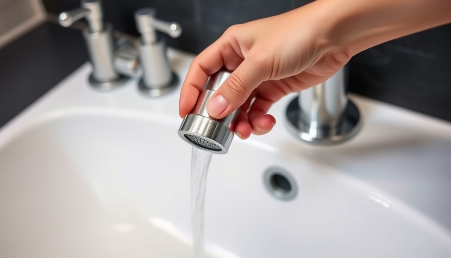 Person cleaning faucet aerator near silver faucet.